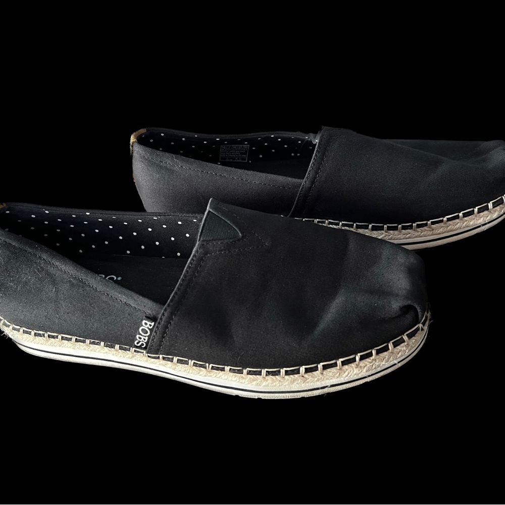 Bobs by Sketchers memory foam shoes; canvas and stacked sole. Size W10